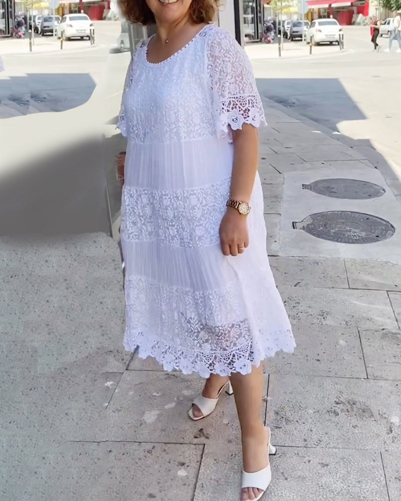 💝Vestido monocromático de corona y manga corta👗-ES