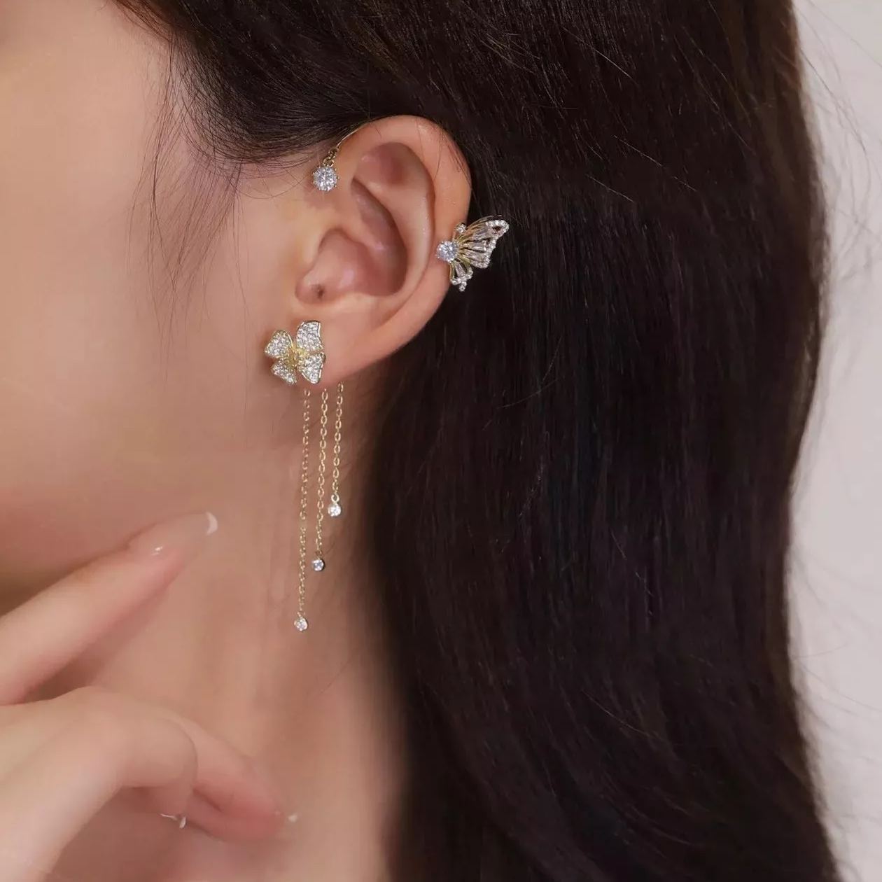 ✨Auskarai su cirkoniu drugelių ir susipynusių sparnų stiliumi | Tobula dovana🎁-LT