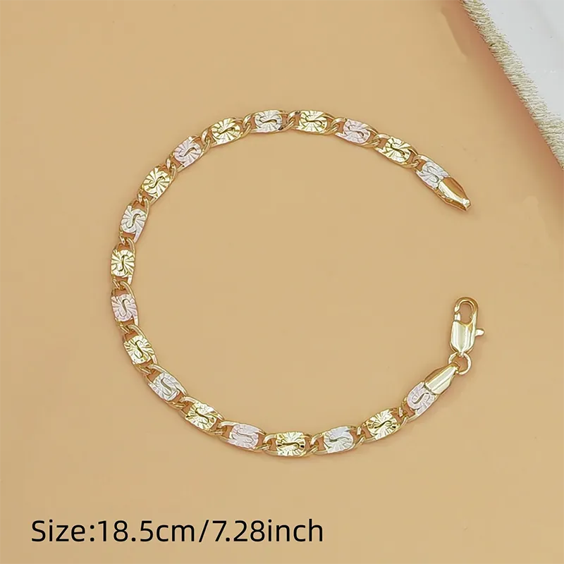 💎 SADA 50% POPUSTA! 👑 Unisex narukvica s trobojnim karikama - zlatna/ružičasta/srebrna, fasetirani rez i kopča u obliku hobotnice - klasične karike, moderan sjaj 💛-HR