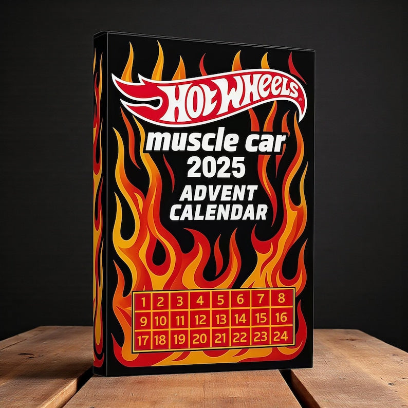 🔥Išpardavimas – 50 % nuolaida🔥 – 🚗„Hot Wheels“ žaislinių automobilių „Muscle“ advento kalendorius – 24 dienos 2025 m.🎄-LT