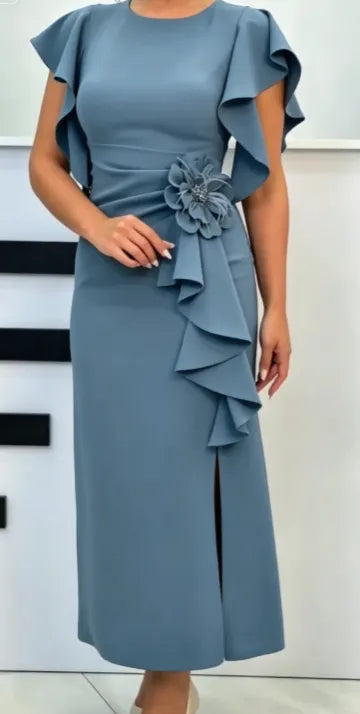 Modna ženska obleka s cvetličnim vzorcem-SI