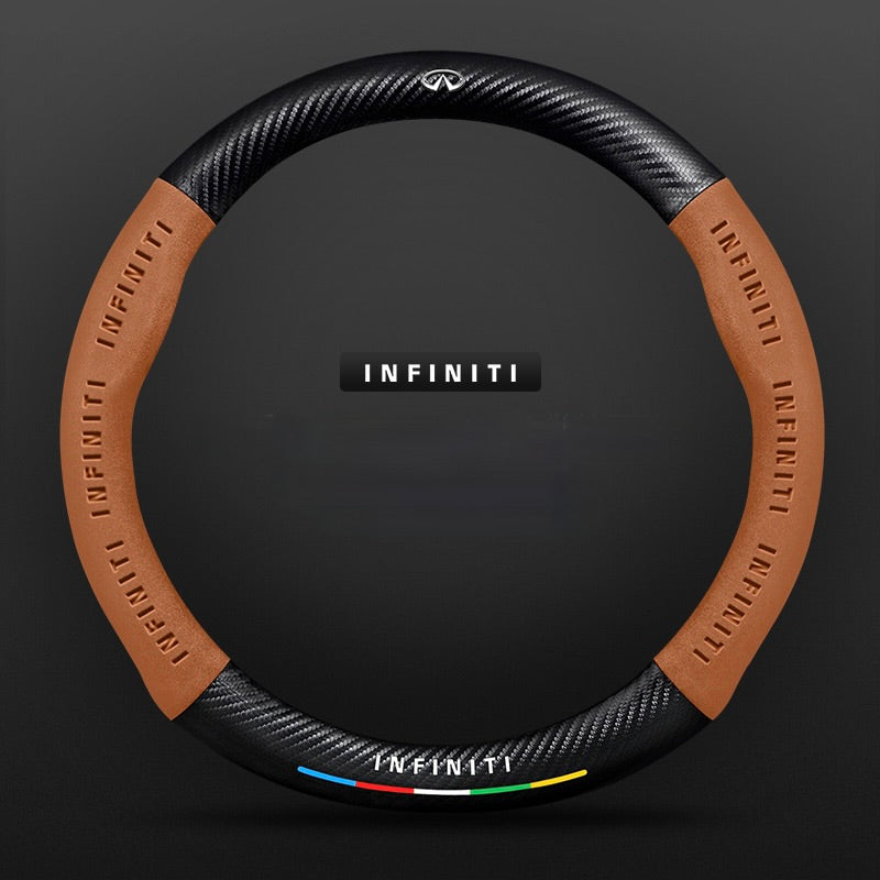 TrackVibe | Funda para volante de ante negro carbono: antideslizante y resistente al desgaste-ES