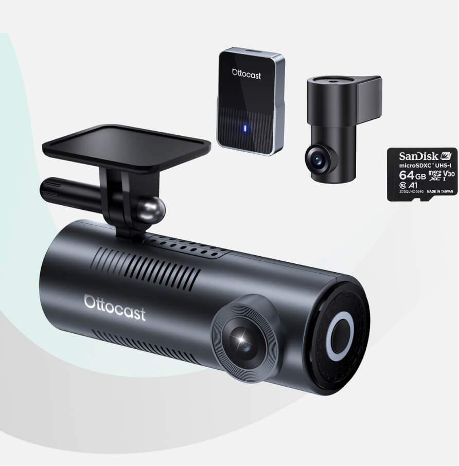 „OttoSafe Cam 3-in-1“ dviguba vaizdo registratorius ir belaidis „CarPlay“ adapteris-LT