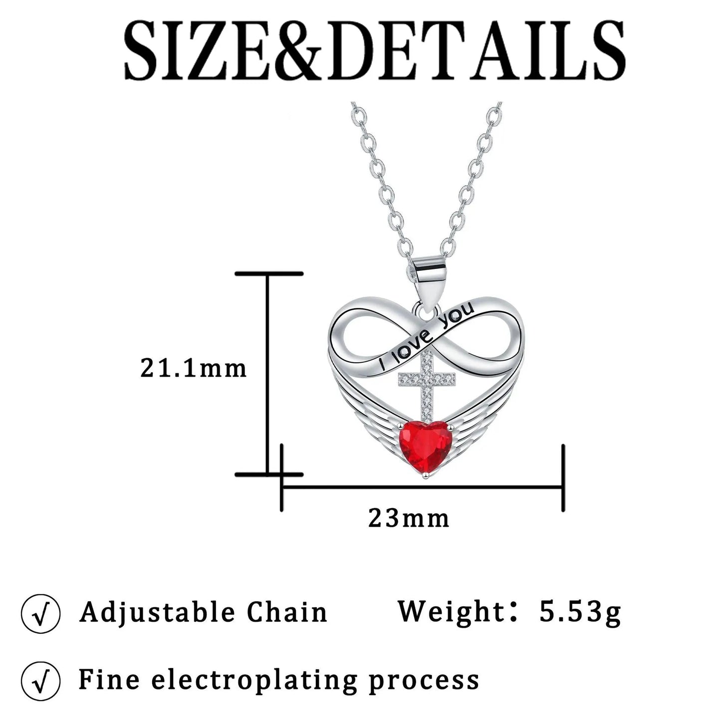 🎁Novedad para 2026: 50% de descuento💥💖 Collar con corazón, ala de ángel y cruz "Te amo para siempre" 💖-ES