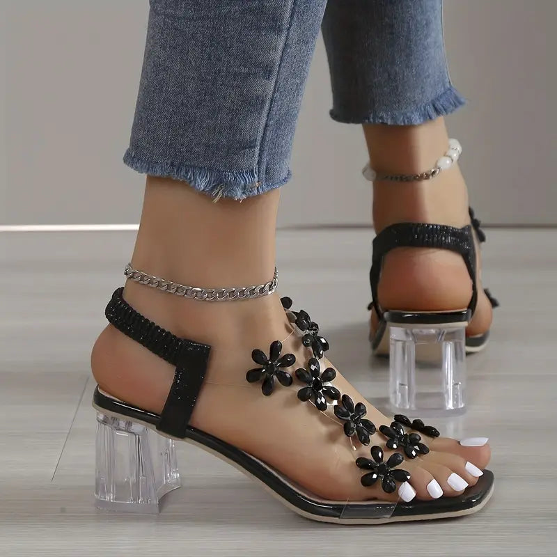🔥Ostatnia oferta z 50% rabatem – sandały damskie z kwiatami i cyrkoniami