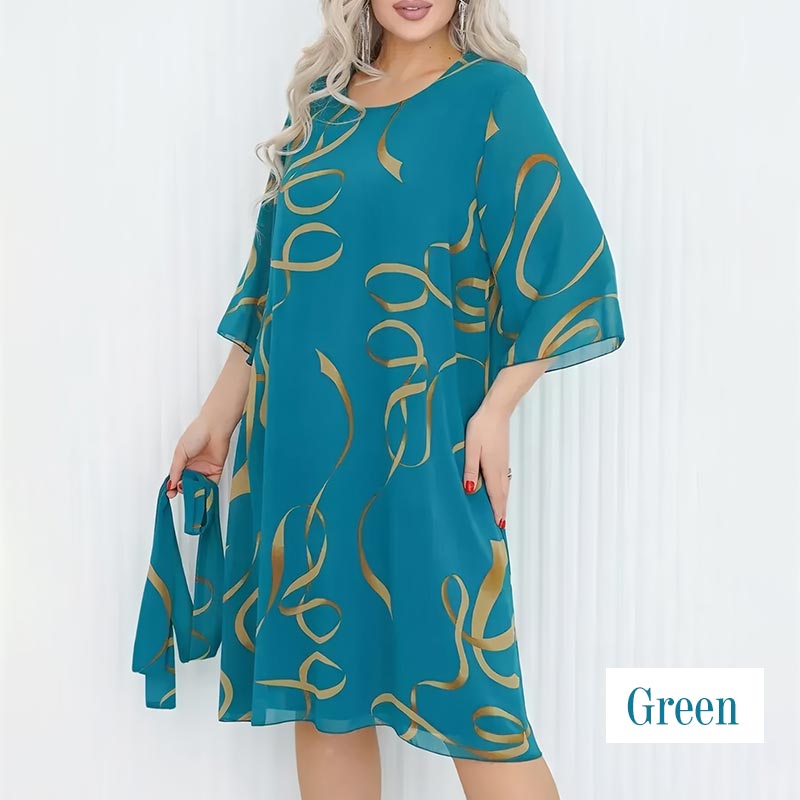 🌸Elegantiška laisva midi suknelė surakintomis rankovėmis-LT
