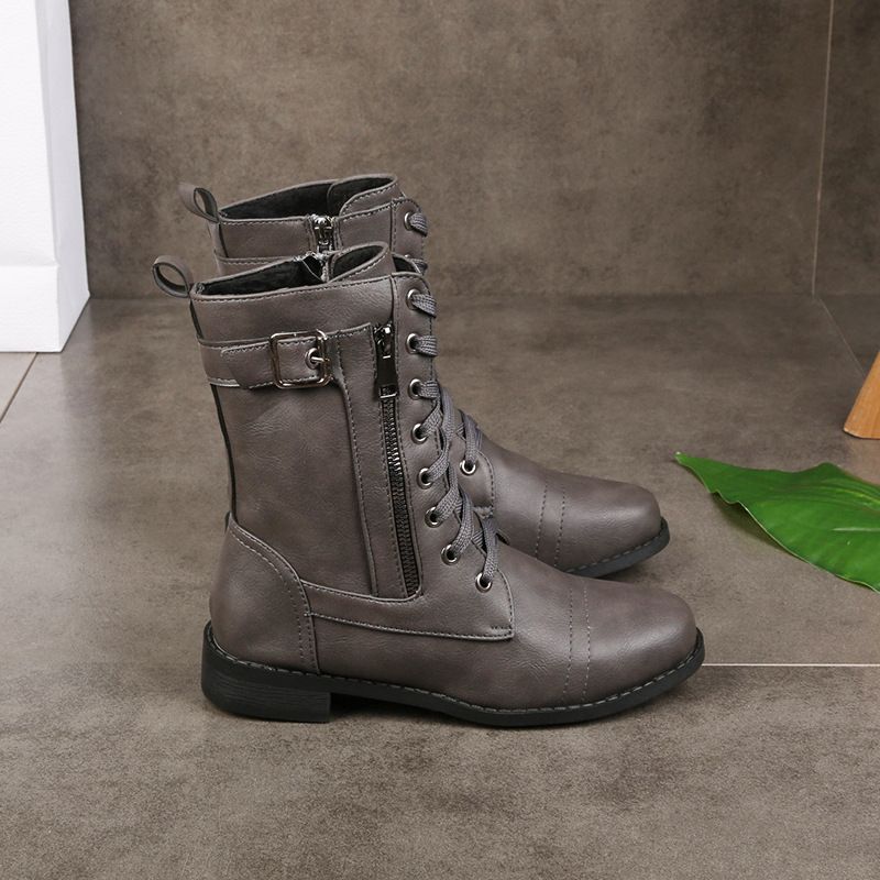 Dámske kožené ortopedické topánky s okrúhlou špičkou a zipsom na boku👢-SK
