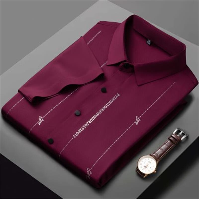 ❄️Camisa de seda helada de alta elasticidad y resistente a las arrugas para hombre-ES