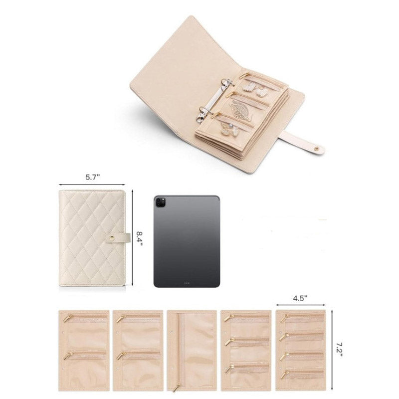 Елегантна преносима чанта за съхранение на бижута с кариран мотив