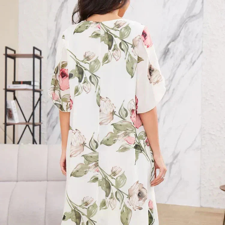 Vestido de gasa con brillo de pétalos ruborizados👗50% de descuento!-ES