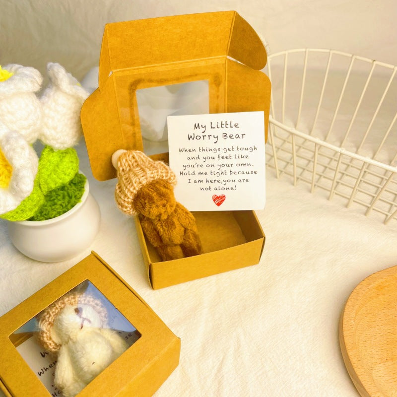 🔥🧸Mini osito de peluche hecho a mano en una caja-ES