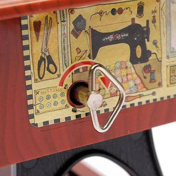 Mini medinė siuvimo mašinos muzikos dėžutė-LT
