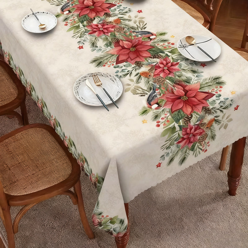 Elegante mantel con estampado navideño--ES