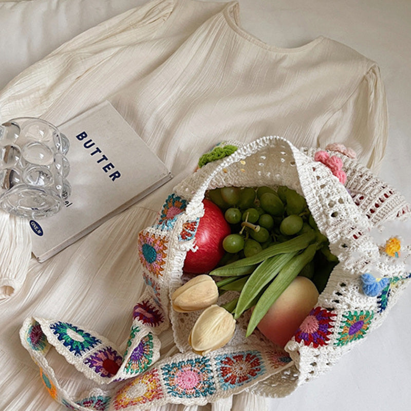 🧺 OGRANICZONA CZASOWO 50% ZNIŻKI! ✨ Torba etniczna szydełkowa dla kobiet – boho, pojemna, uniwersalna 🌼