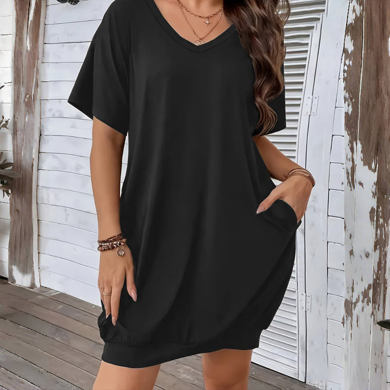 Ženska plus size majica s V-izrezom-HR