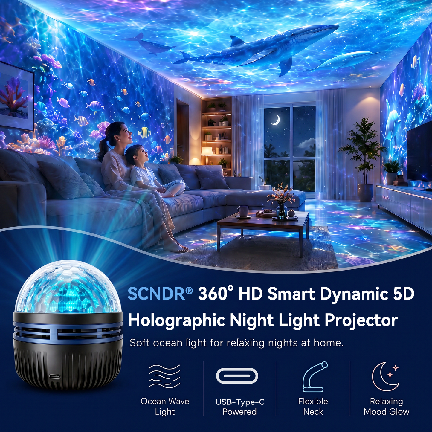 🦖🎁360° išmanusis holografinis žvaigždėto dangaus projektorius (HD išmanusis dinaminis 5D)-LT