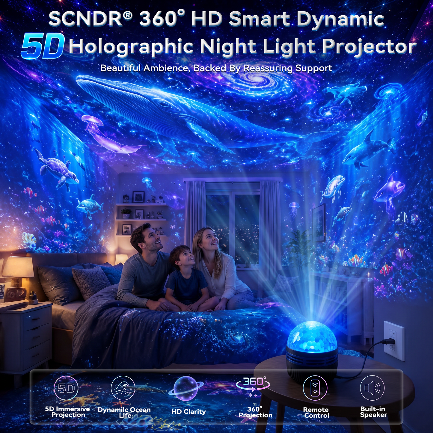 🦖🎁360° išmanusis holografinis žvaigždėto dangaus projektorius (HD išmanusis dinaminis 5D)-LT