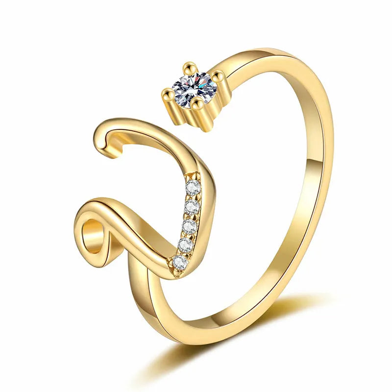 ⏳50% de descuento por tiempo limitado⏰Anillo ajustable con inicial brillante para mujer💍-ES