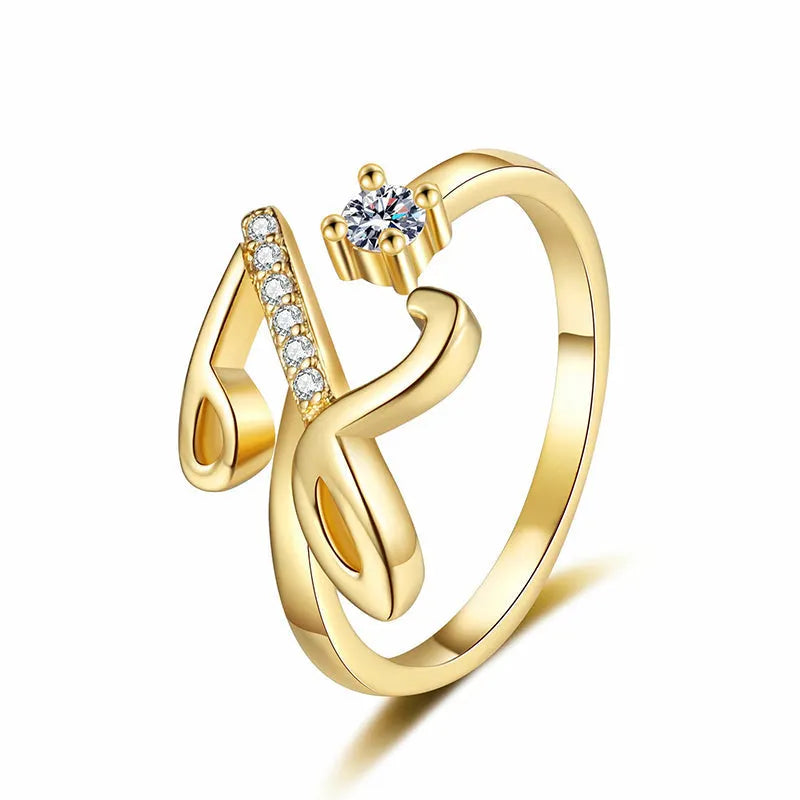 ⏳50% de descuento por tiempo limitado⏰Anillo ajustable con inicial brillante para mujer💍-ES