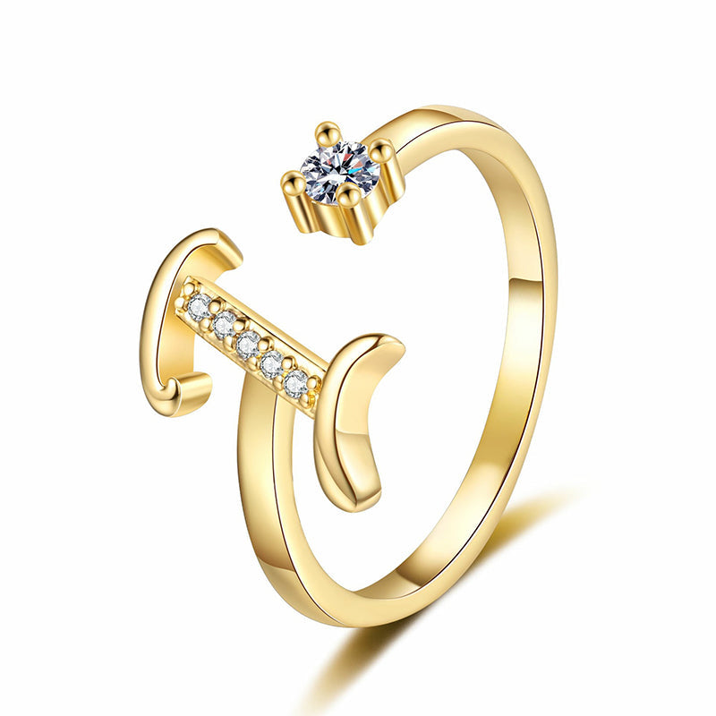 ⏳50% de descuento por tiempo limitado⏰Anillo ajustable con inicial brillante para mujer💍-ES