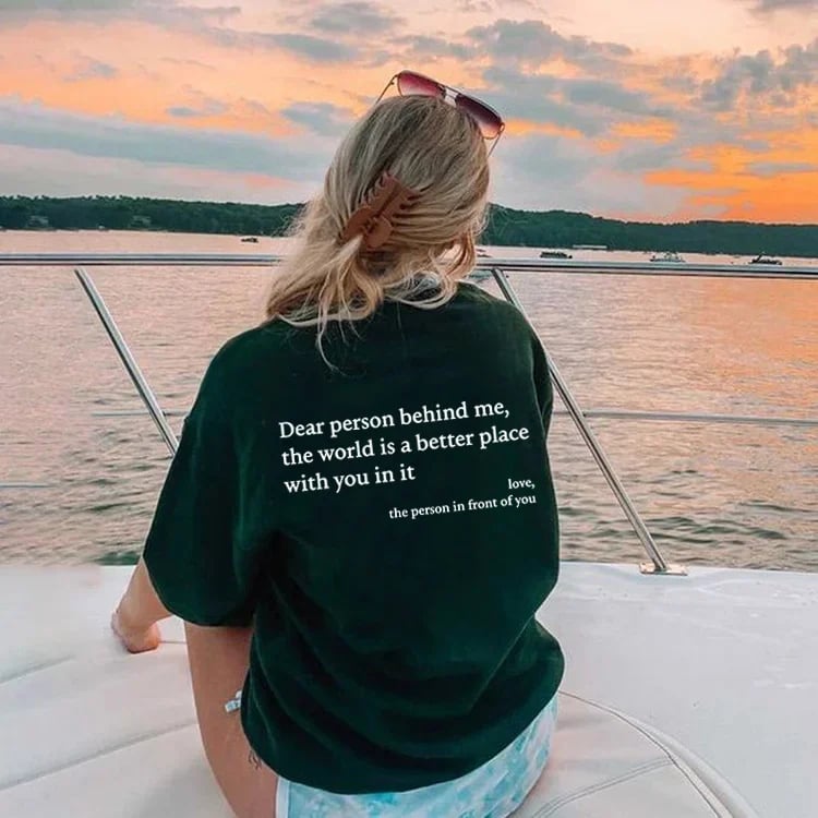 💥Nueva camiseta unisex con el estampado "Dear Person Behind Me" en talla grande a partir de 2025-ES