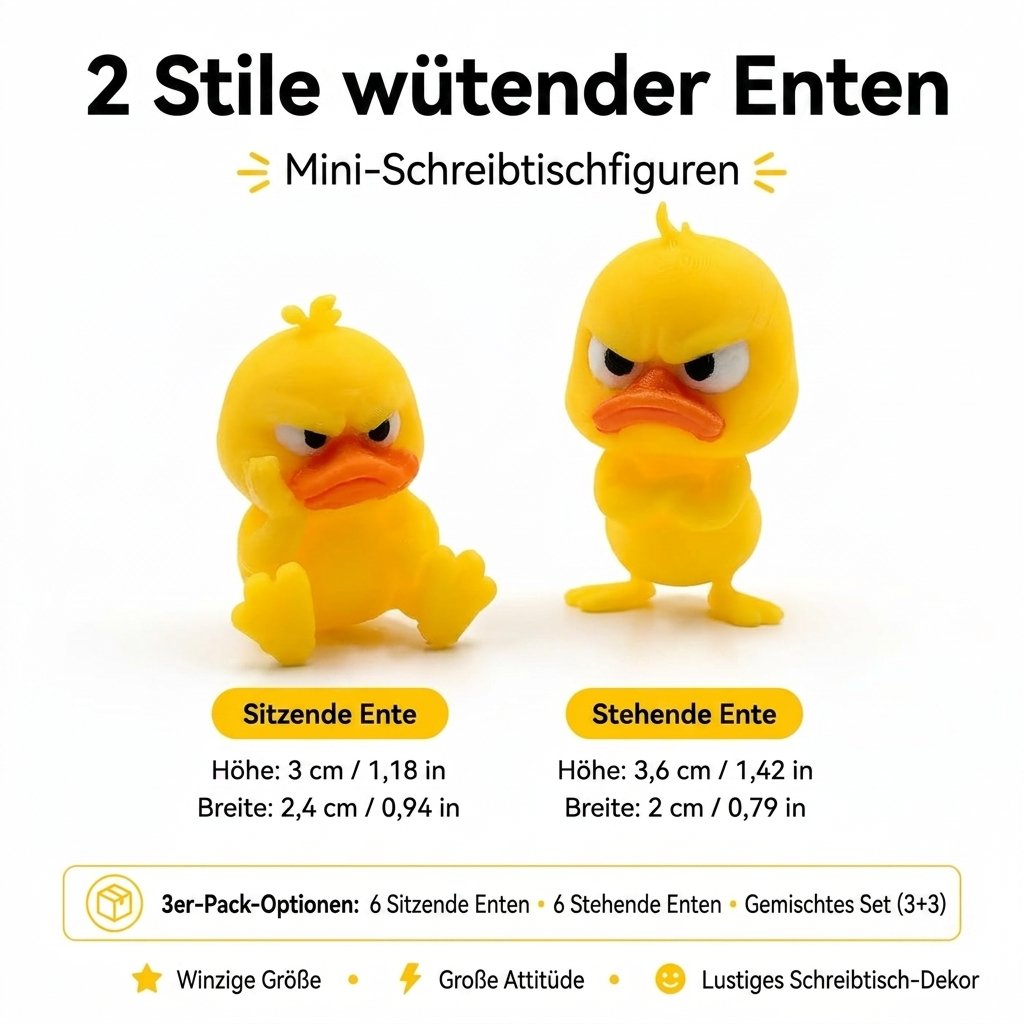 😠 „Angry Duck“ stalo figūrėlė – suteikite savo stalui žaismingumo! 🐥-LT