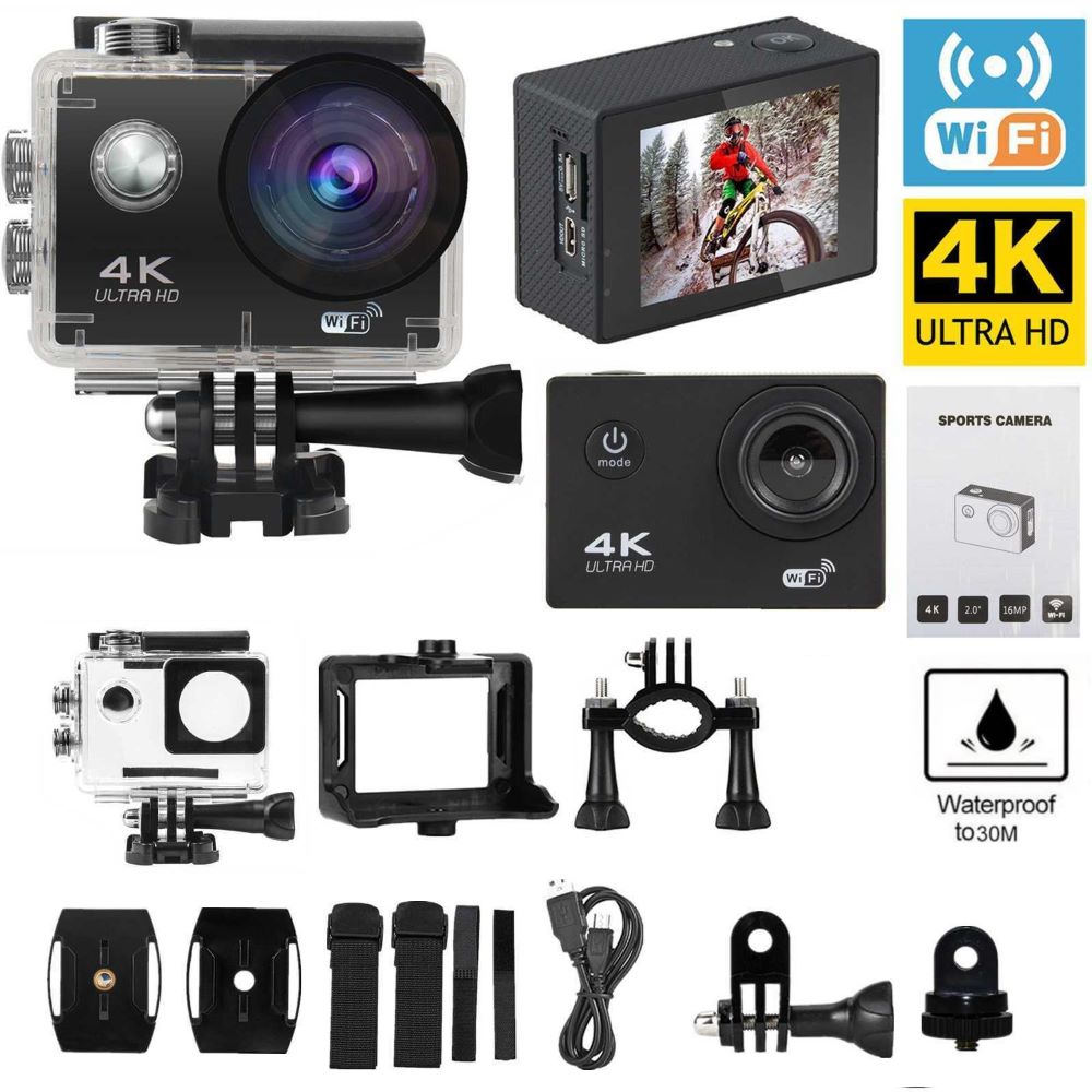 4K Ultra HD Екшън камера, водоустойчива, WiFi