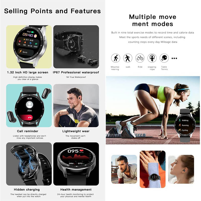 SMARTWATCH 2 W 1 ZE SŁUCHAWKAMI