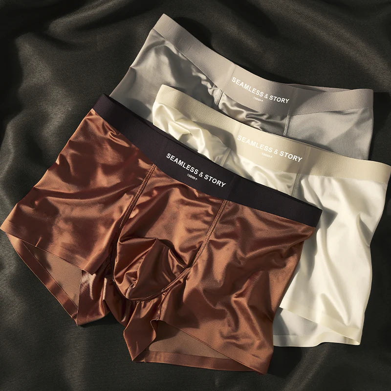 (3 szt.) Elegancka męska bielizna Ice Silk marki Mulberry Silk Antybakteryjne bokserki męskie