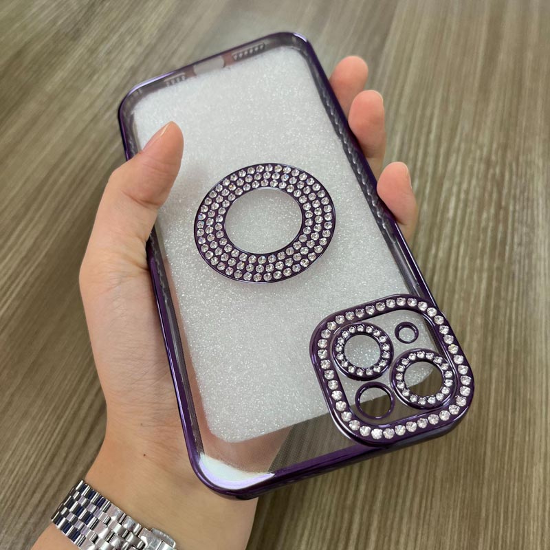 Луксозен защитен прозрачен калъф с кристали за iPhone