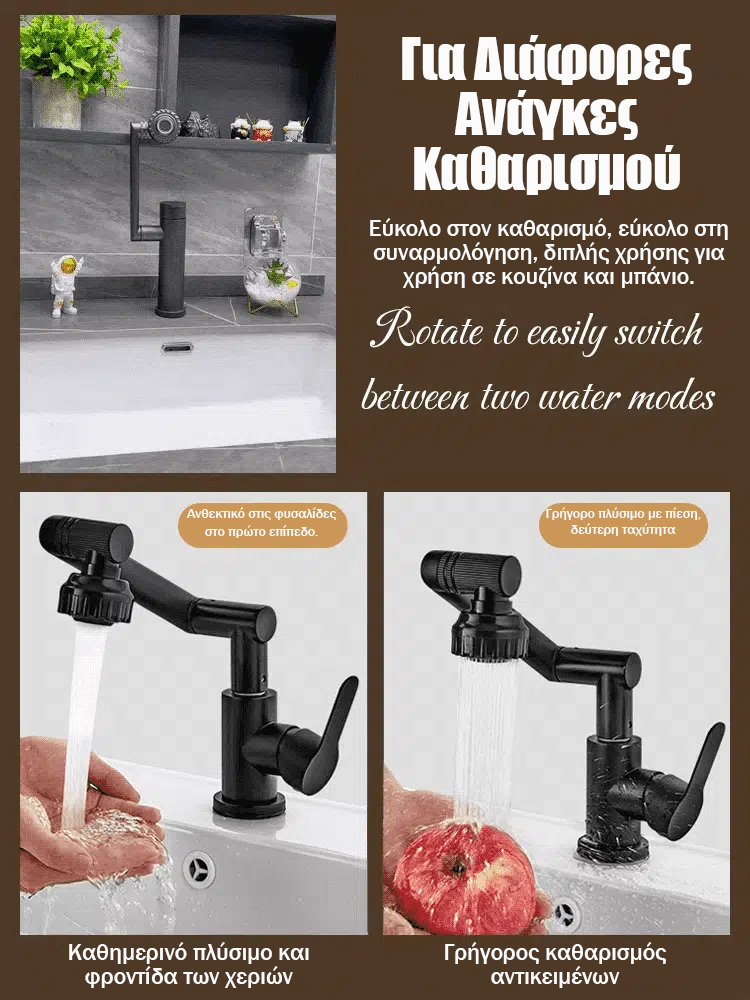 Με μηχανική βρύση που περιστρέφεται 1080°-GR