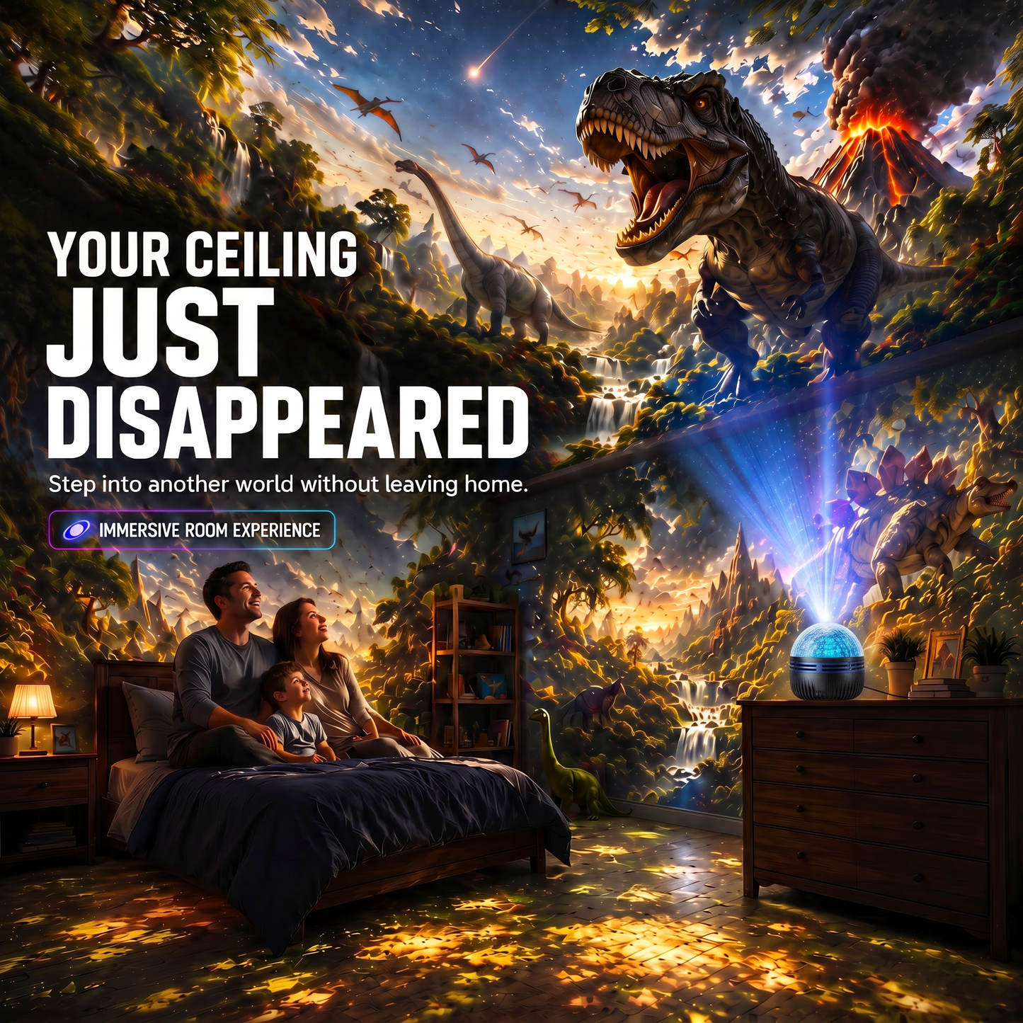 🦖🎁360° išmanusis holografinis žvaigždėto dangaus projektorius (HD išmanusis dinaminis 5D)-LT