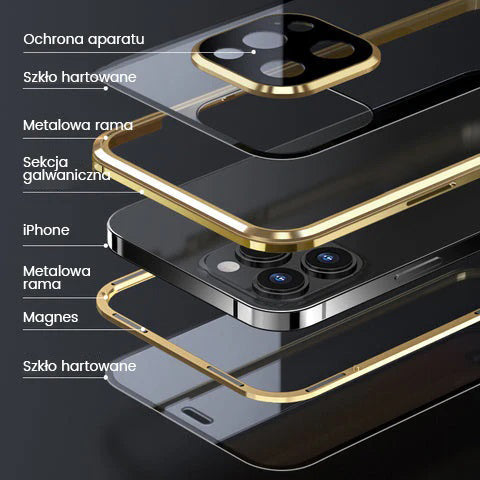 Двустранен калъф за iPhone с магнитно закалено стъкло