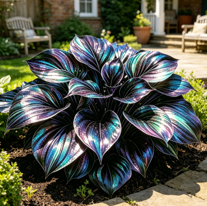💎 Reta, įvairiaspalvė, opalinė hosta 🌿 Nuostabi lapija, kuri žėri visą sezoną-LT