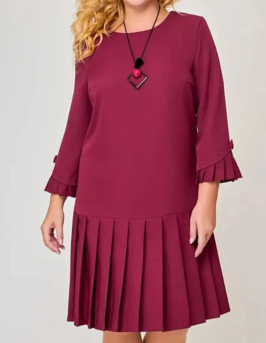💌[S-5XL]👗Aukštos kokybės, elegantiška, vienspalvė suknelė-LT