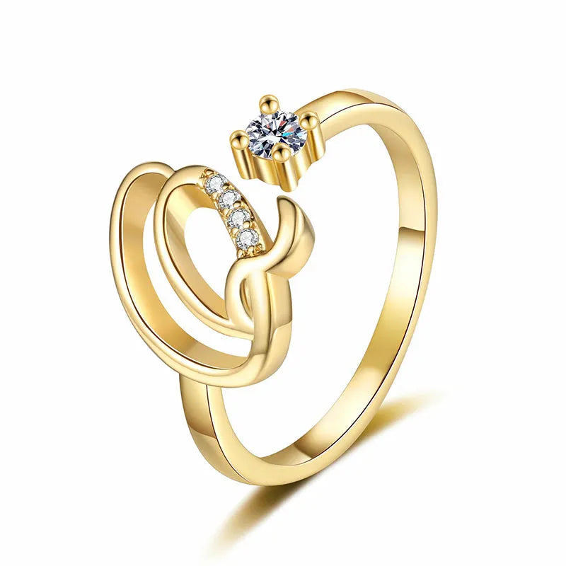 ⏳50% de descuento por tiempo limitado⏰Anillo ajustable con inicial brillante para mujer💍-ES