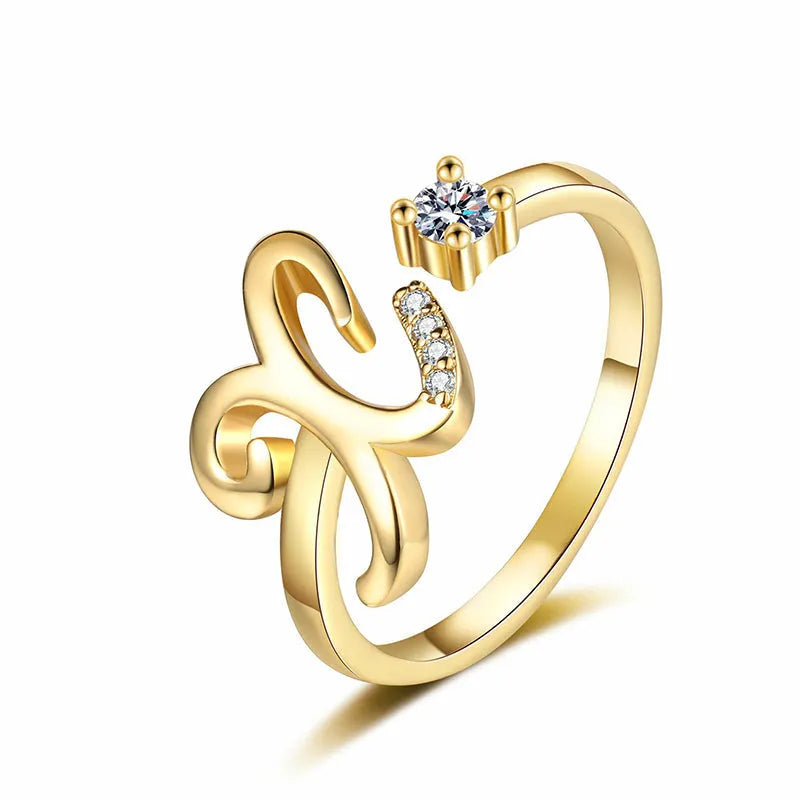 ⏳50% de descuento por tiempo limitado⏰Anillo ajustable con inicial brillante para mujer💍-ES