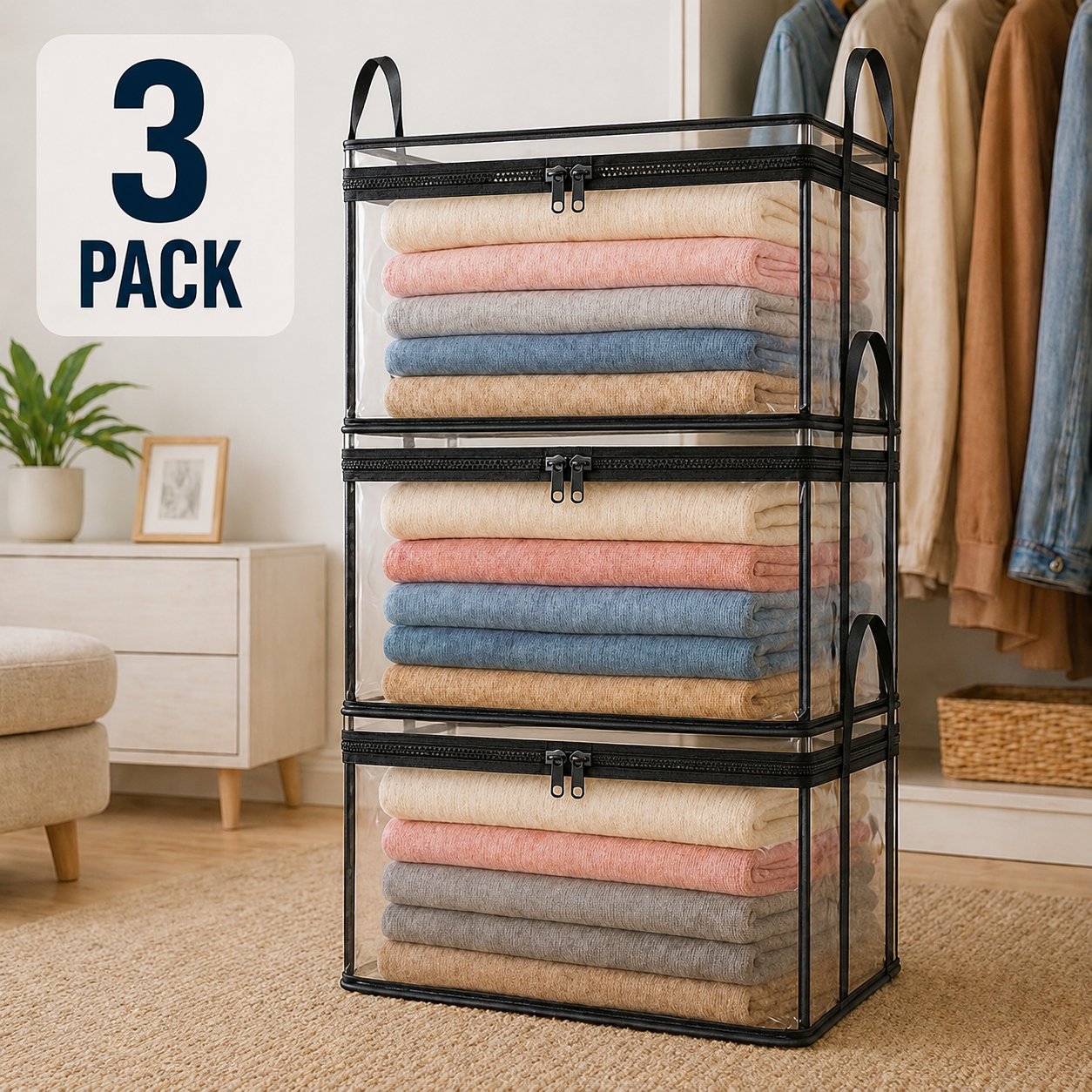 ⏰OSTATNI DZIEŃ AKCJI: KUP 2, TRZECI GRATIS!!💕HomeVault™🇬🇧 Przezroczysta torba do przechowywania – duża, odporna na kurz i wilgoć, z uchwytem✨Najlepszy organizer typu „wszystko w jednym” na ubrania, zabawki, książki, pluszaki i absolutnie wszystko! 🧸📚👕🧦