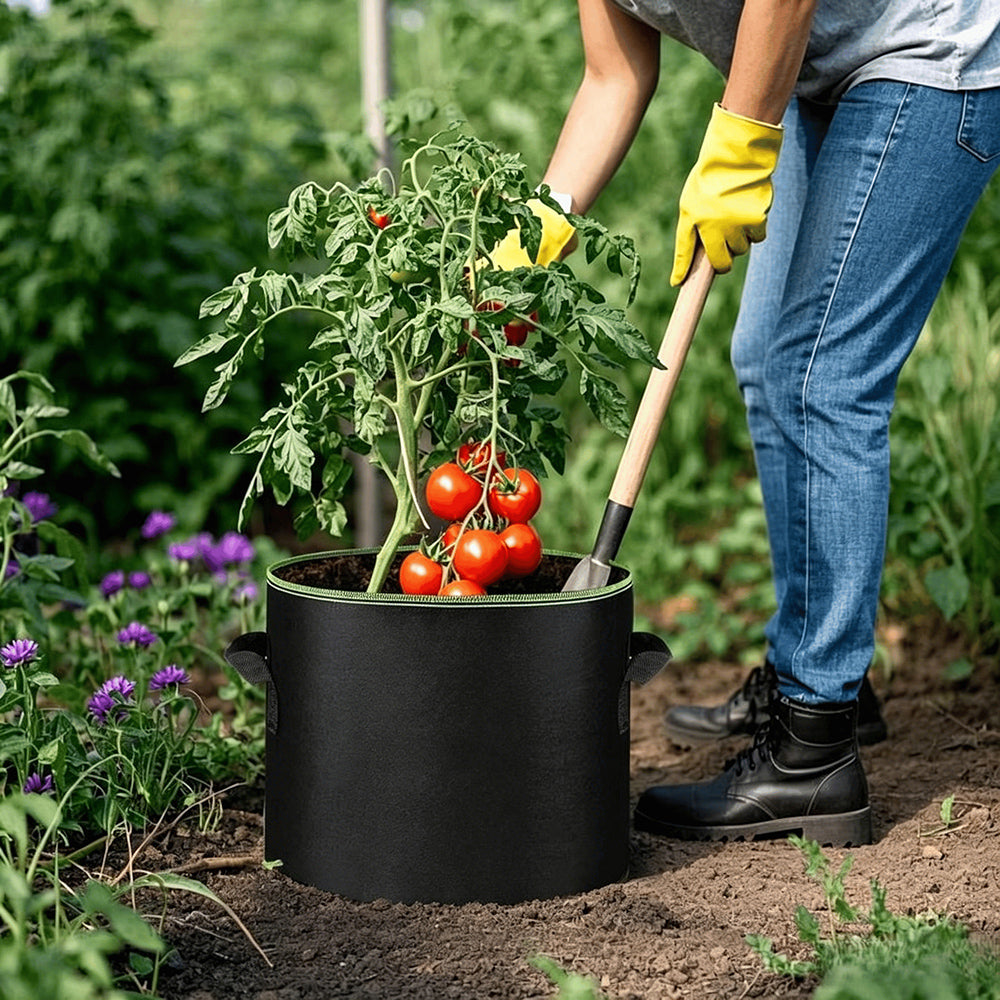 🌱 5 vnt. po 19 litrų (5 galonų) auginimo maišų pakuotė – patvarūs, kvėpuojantys medžiaginiai vazonai su rankenomis daržovėms, gėlėms ir vaisiams-LT