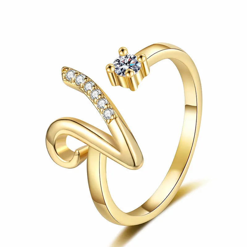 ⏳50% de descuento por tiempo limitado⏰Anillo ajustable con inicial brillante para mujer💍-ES