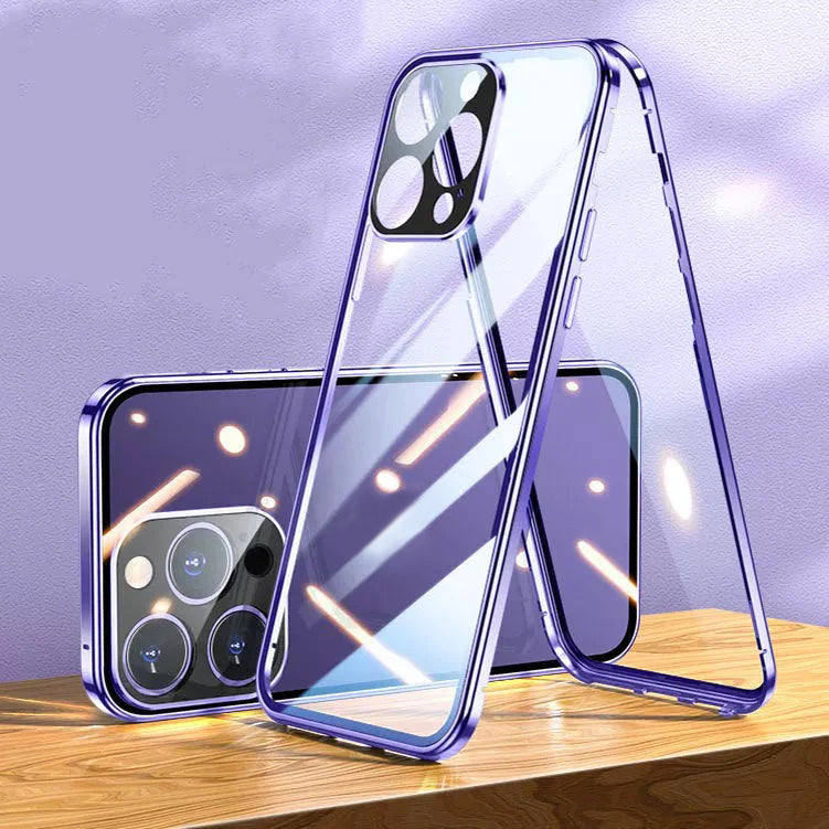 Двустранен калъф за iPhone с магнитно закалено стъкло