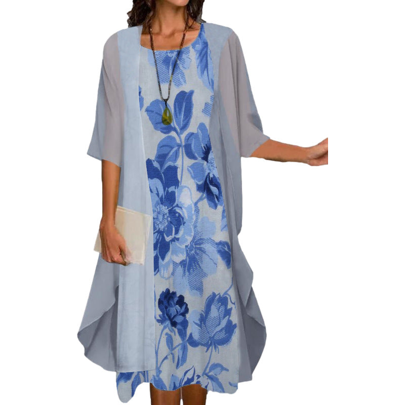 🥰 Elegancki dwuczęściowy strój: top z krótkim rękawem + sukienka