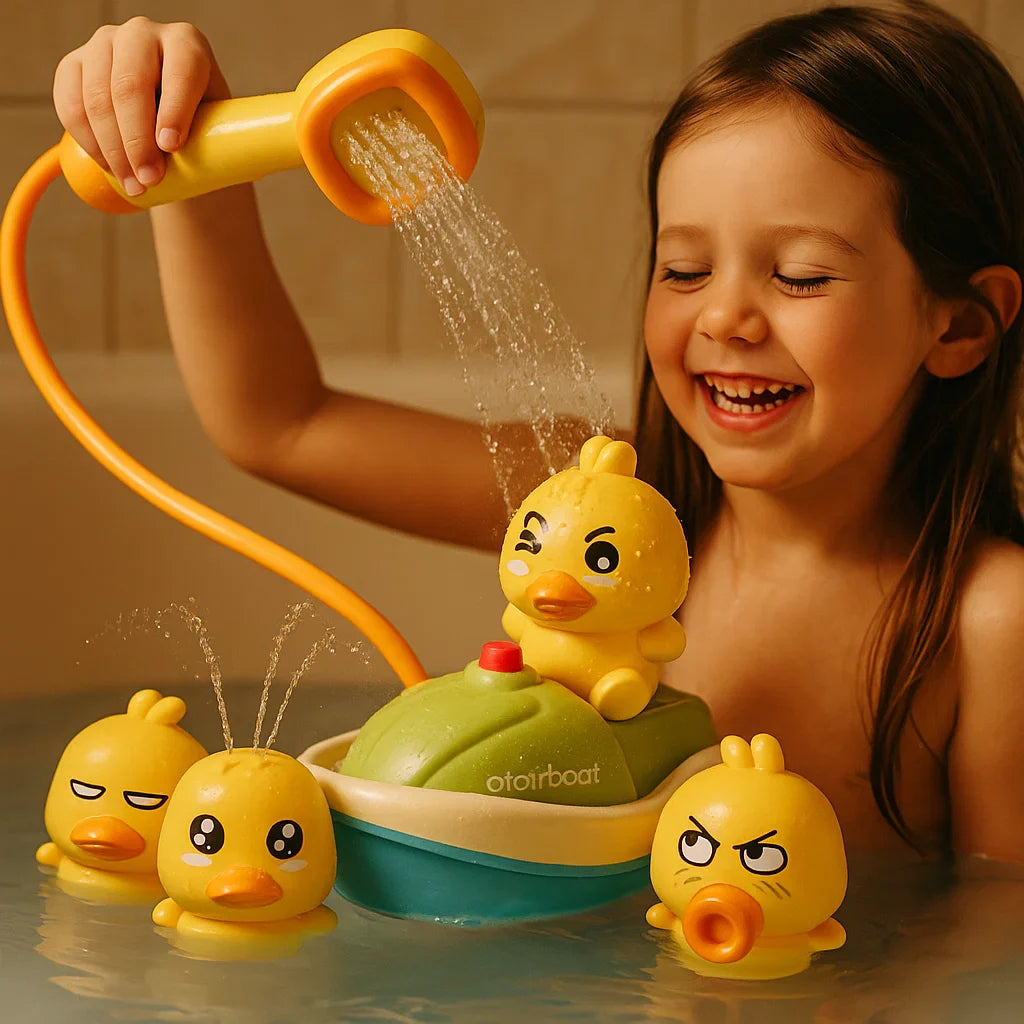 🦆 Електрическа водна играчка с патешка лодка – плискаща вода и интерактивно забавление! 💦