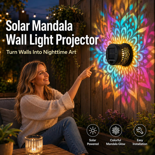 🔥 Omejen 50 % POPUST — Solarna projektorska luč Mandala za čarobno zunanje vzdušje-SI