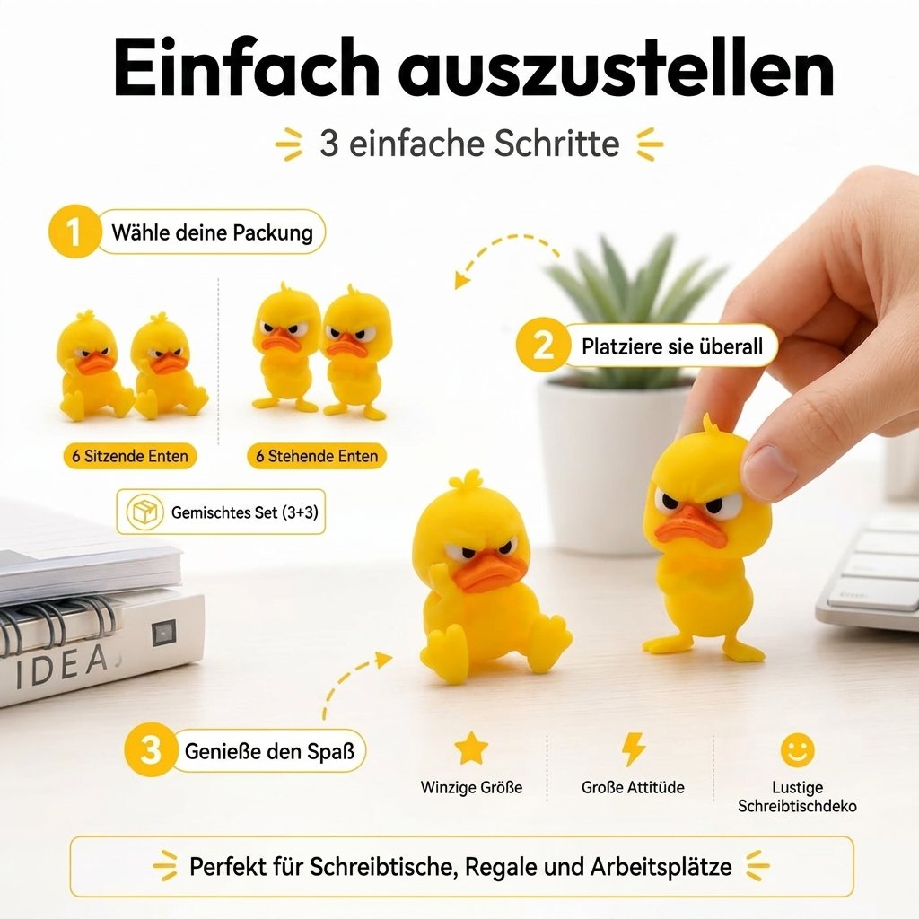 😠 „Angry Duck“ stalo figūrėlė – suteikite savo stalui žaismingumo! 🐥-LT