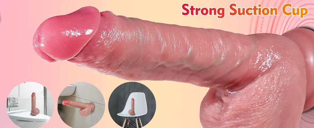 🌙Dildo s priseskom: Realističen silikonski dildo s 7 nastavitvami pritiska in 10 funkcijami vibracij in toplote za stimulacijo G-točke, anusa in vagine.-SI