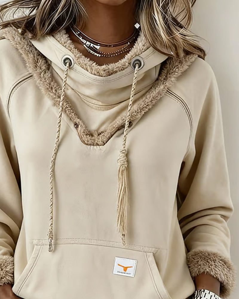 Bluza z długim rękawem i kieszeniami w stylu patchworku