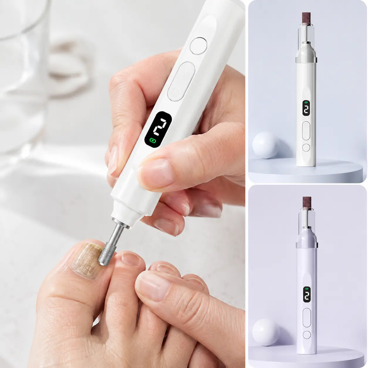 💅Električna turpija za nokte 2 u 1 s LED lampom (lampa za sušenje + 5 nastavaka za poliranje)-HR