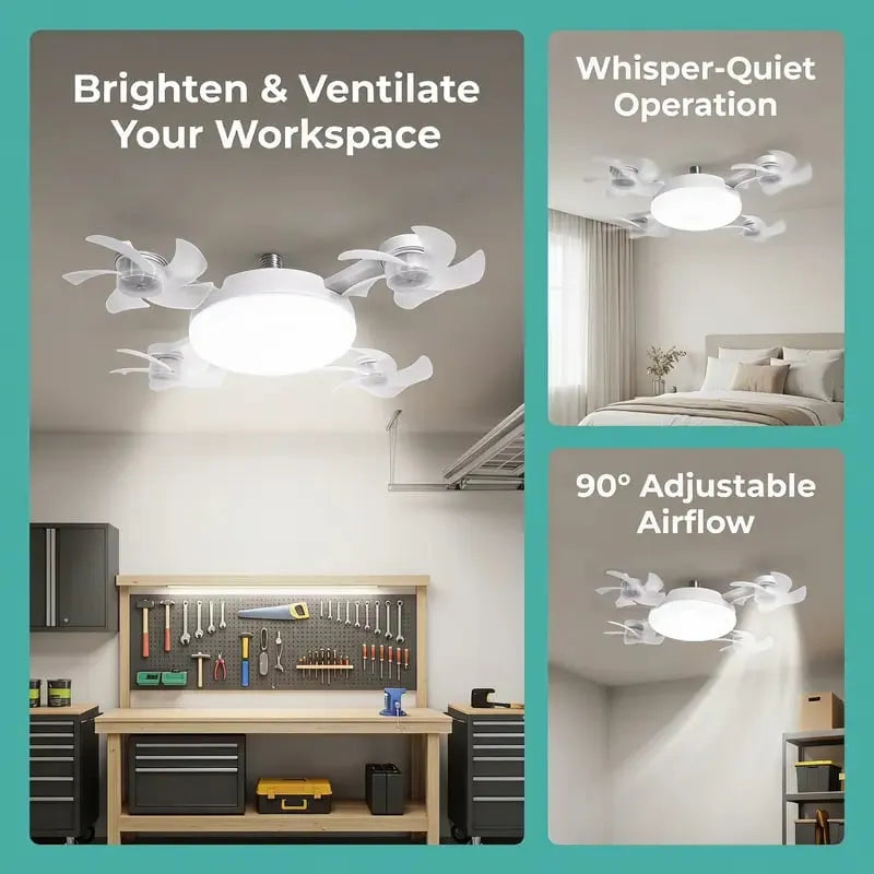 Moderna stropna lampa s ventilatorom i E27 navojem (model 2026) - tihi 2-u-1 LED ventilator s daljinskim upravljačem-HR