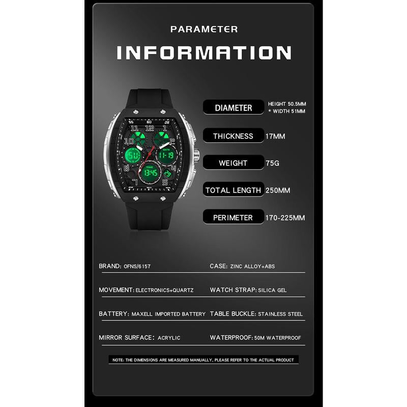 ⌚Męski sportowy zegarek cyfrowy z podświetleniem i funkcją automatycznego datownika✨
